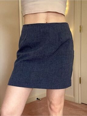 Vintage Navy and White Pinstriped Skirt